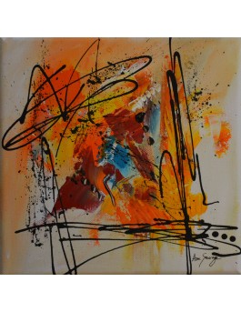 petit tableau abstrait rouge jaune orange