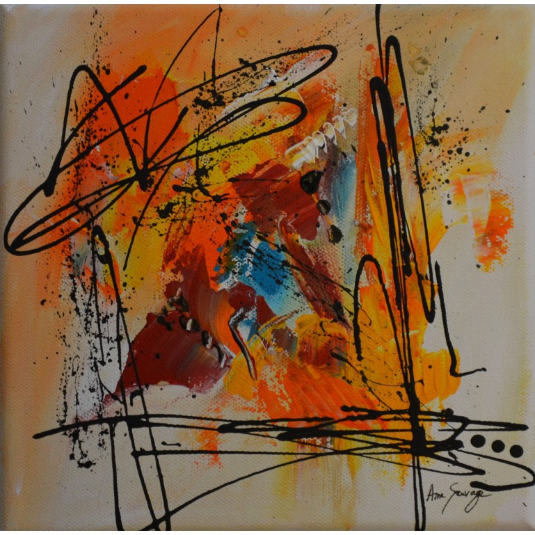 petit tableau abstrait rouge jaune orange