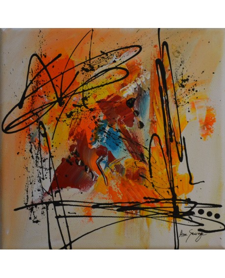 petit tableau abstrait rouge jaune orange