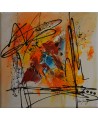 petit tableau abstrait rouge jaune orange