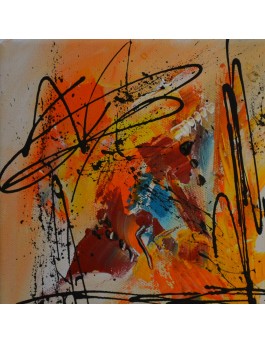 petit tableau abstrait rouge jaune orange