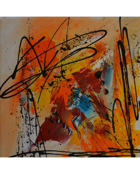 petit tableau abstrait rouge jaune orange