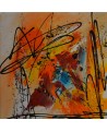 petit tableau abstrait rouge jaune orange