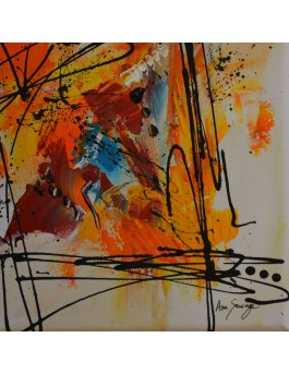 petit tableau abstrait rouge jaune orange