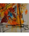 petit tableau abstrait rouge jaune orange