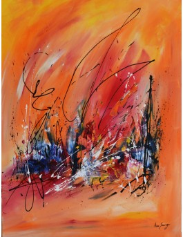tableau abstrait vertical orange