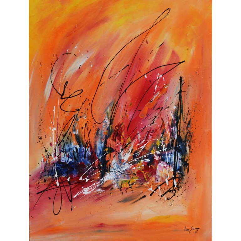 tableau abstrait vertical orange