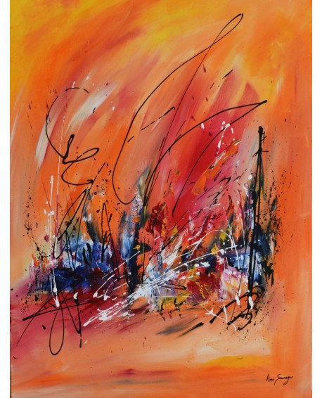 tableau abstrait vertical orange