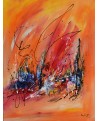 tableau abstrait vertical orange