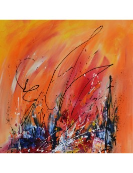 tableau abstrait vertical orange