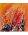 tableau abstrait vertical orange