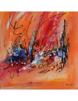 tableau abstrait vertical orange