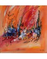 tableau abstrait vertical orange