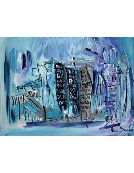 Black street - tableau bleu violet