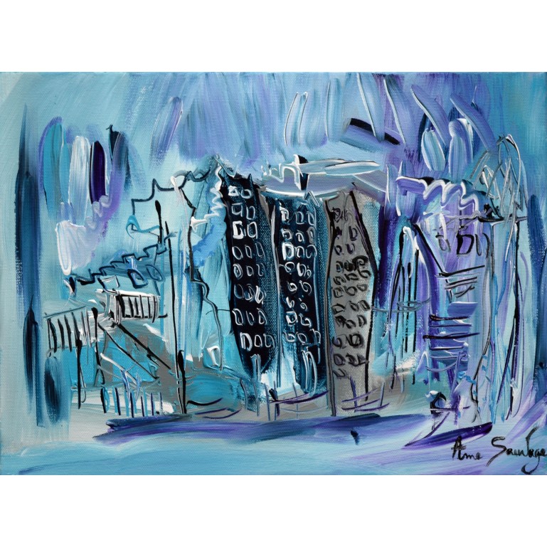 Black street - tableau bleu violet