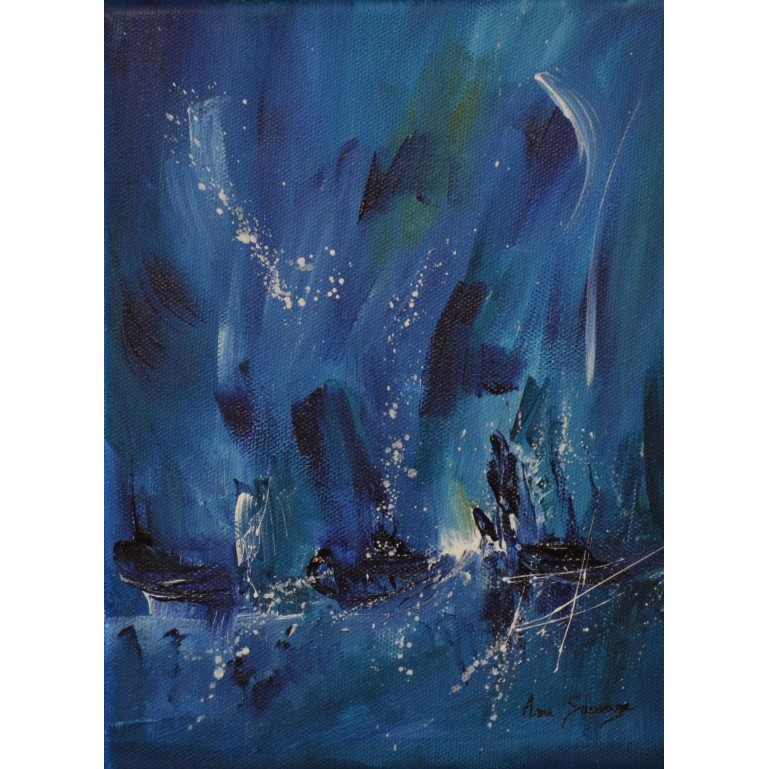 petit tableau abstrait bleu