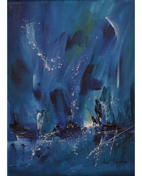 petit tableau abstrait bleu
