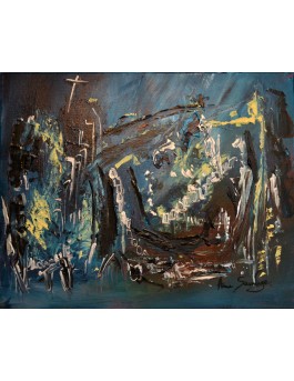 Nuit au jardin - peinture au couteau