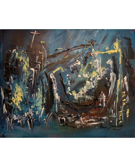 Nuit au jardin - peinture au couteau