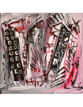 tableau gris noir blanc rouge