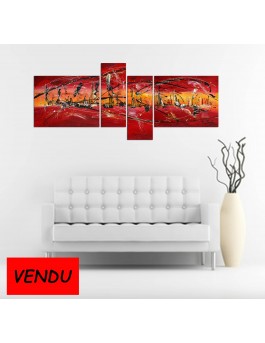 Tableau quadriptyque rouge