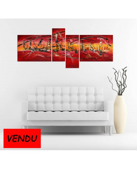 Tableau quadriptyque rouge