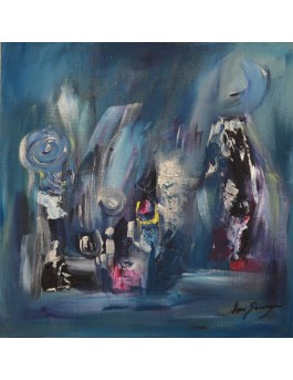petit tableau abstrait bleu