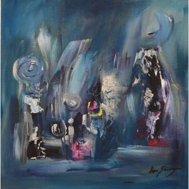 petit tableau abstrait bleu