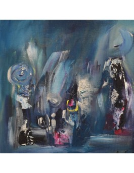 petit tableau abstrait bleu