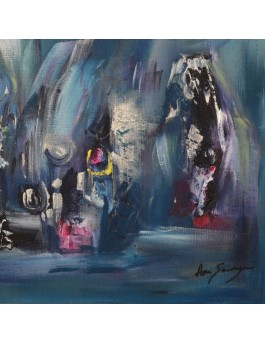 petit tableau abstrait bleu