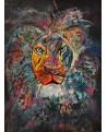tableau abstrait lion pop art