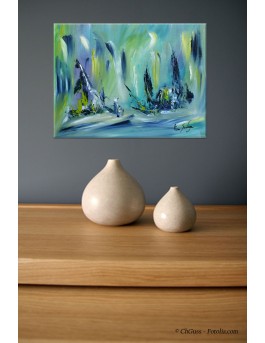 Tableau abstrait moderne vert