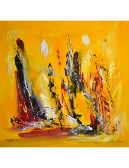 tableau abstrait contemporain jaune