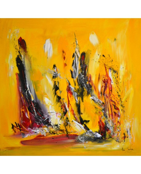 tableau abstrait contemporain jaune