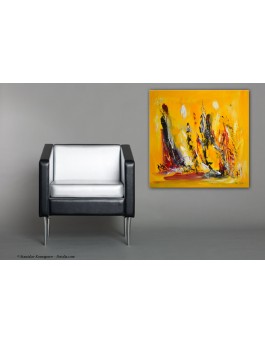 tableau abstrait jaune moderne