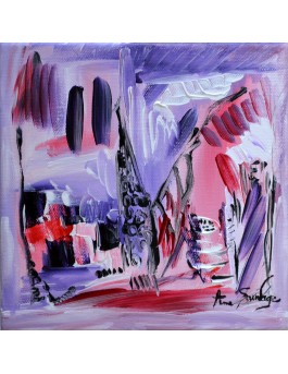 tableau abstrait violet rouge