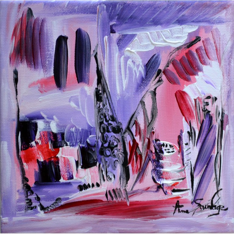 tableau abstrait violet rouge