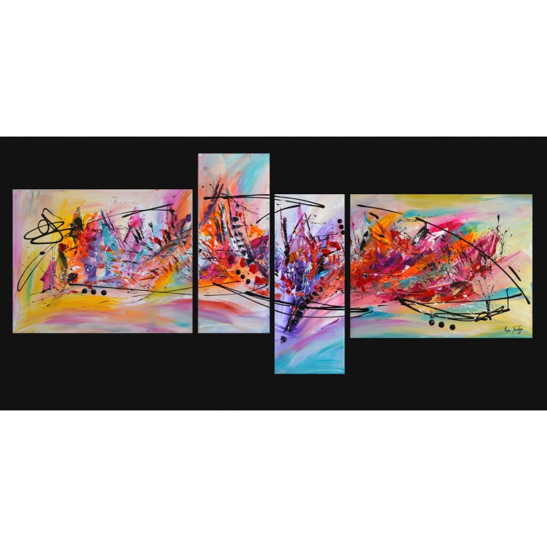 tableau quadriptyque multicolore "colors of life"