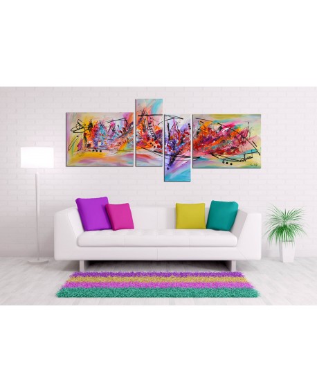 tableau quadriptyque abstrait