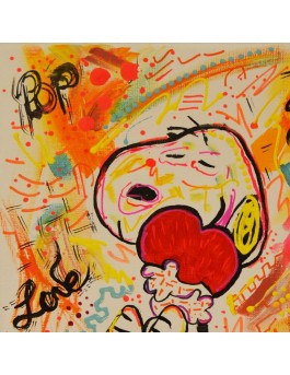 tableau peinture Snoopy coeur rouge