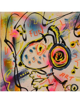 tableau peinture Snoopy patins à roulettes