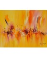 tableau abstrait jaune orange rose