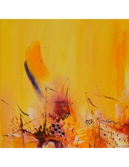 tableau abstrait jaune orange rose