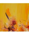 tableau abstrait jaune orange rose