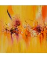tableau abstrait jaune orange rose
