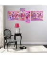 Tableau quadriptyque abstrait rose violet