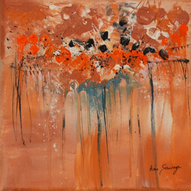 tableau abstrait orange petit format