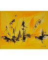 tableau abstrait jaune noir blanc