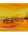 tableau abstrait jaune rouge orange