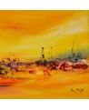 tableau abstrait jaune rouge orange